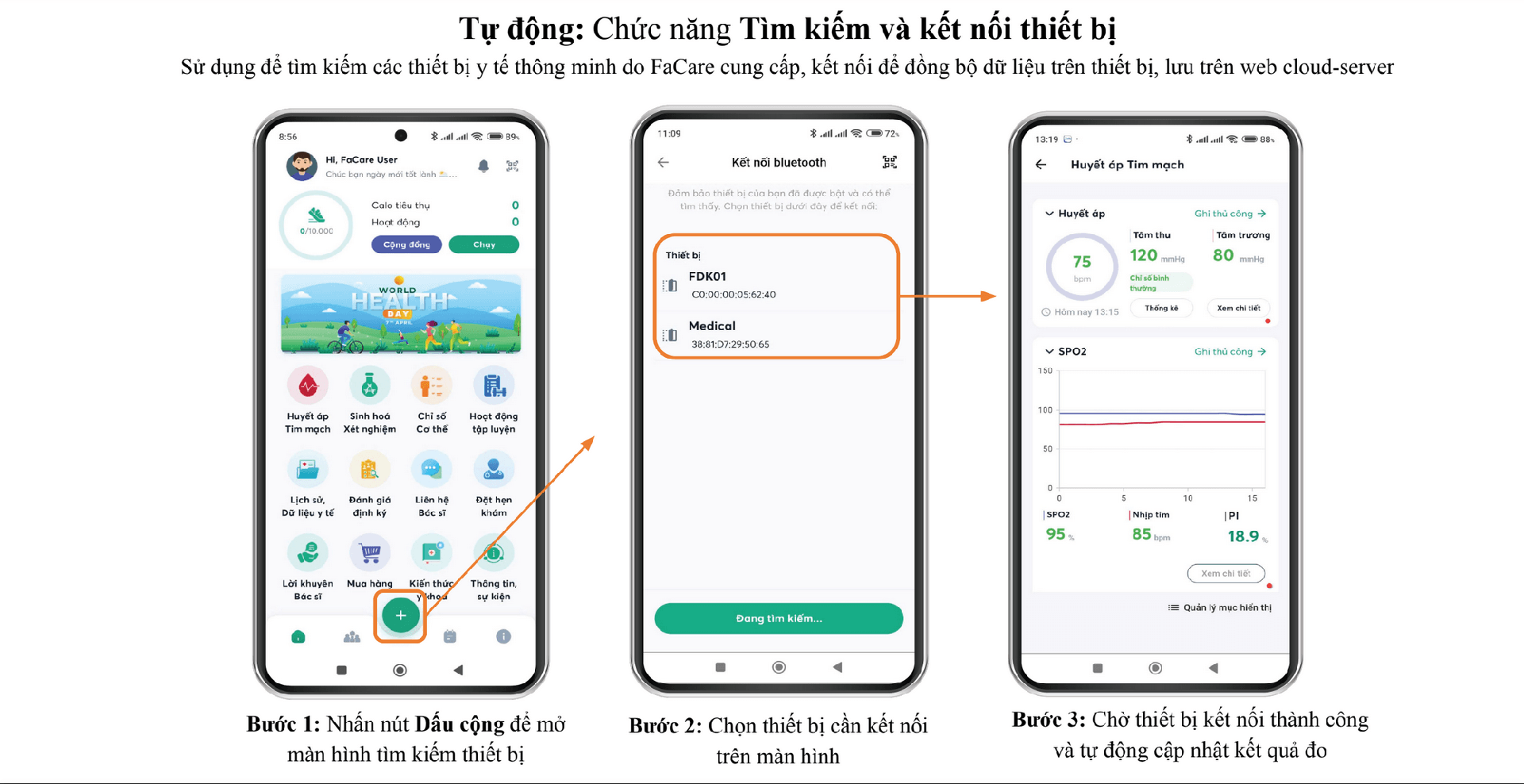 Tìm kiếm và kết nối thiết bị y tế thông minh qua bluetooth